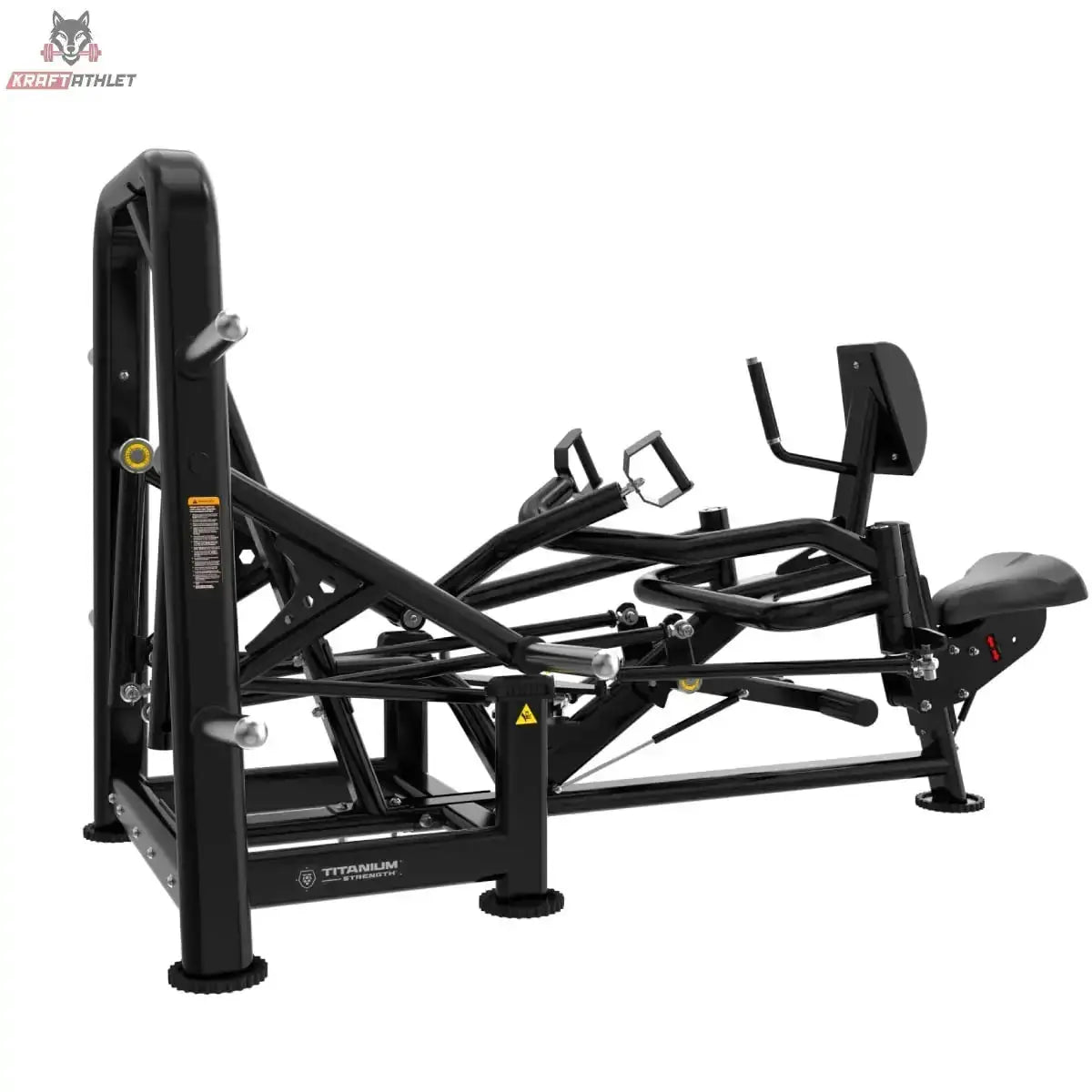 Titanium Strength Genesis Series IsoLaterales Rudern mit drehbaren Griffen – Seitenansicht mit Griffen und Brustpolster, schwarz