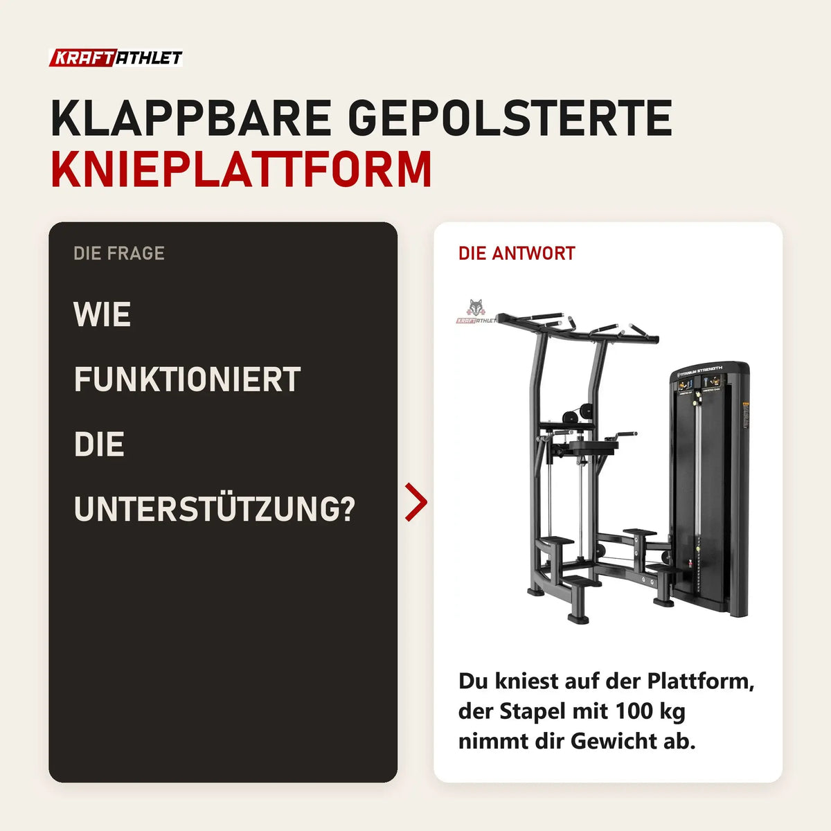 Frage und Antwort zu Titanium Strength Genesis Series Klimmzug-Dipsmaschine: Wie funktioniert die Unterstützung?