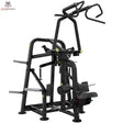 Titanium Strength Genesis Series Kreisförmiger Lat-Zug – Schrägansicht mit Griffen, Sitz und Beinpolster, schwarz