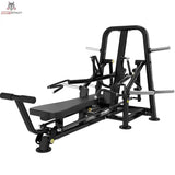 Titanium Strength Genesis Series Laydown Chest Press – Schrägansicht von vorne links mit Liegebank und Fußstütze, schwarz
