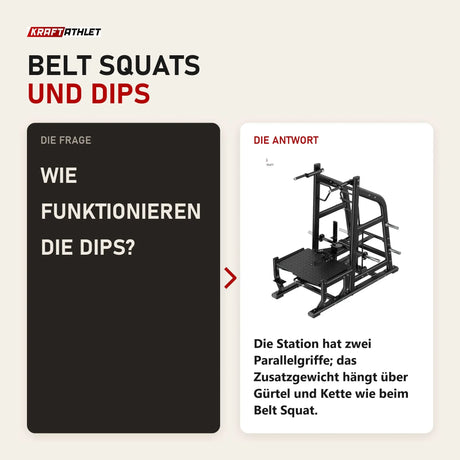 Frage und Antwort zu Titanium Strength Genesis Series Multi Belt Squat: Wie funktionieren die Dips?