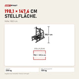 Maßbild Titanium Strength Genesis Series Multi Belt Squat: Stellfläche 198,1 × 147,6 cm, Höhe 188,9 cm