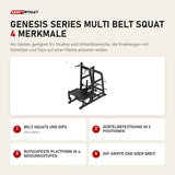 Titanium Strength Genesis Series Multi Belt Squat mit 4 Merkmalen: Belt Squats und Dips, Gürtelbefestigung in 3 Positionen, Rutschfeste Plattform in 4 Neigungsstufen, Dip-Griffe eng oder breit