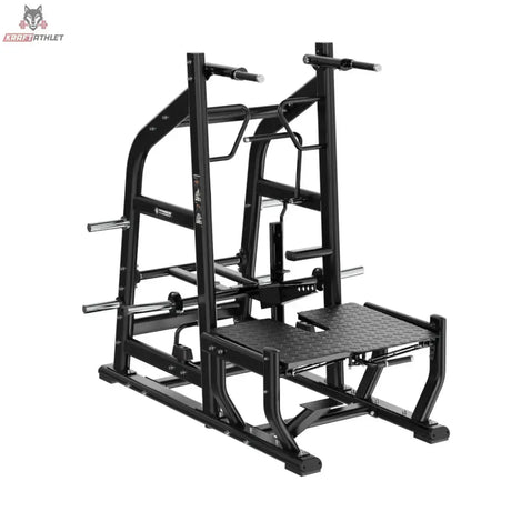 Titanium Strength Genesis Series Multi Belt Squat in Schrägansicht von hinten mit Scheibenhaltern