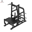 Titanium Strength Genesis Series Multi Belt Squat in Schrägansicht von vorne mit Standplattform und Dip-Griffen