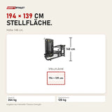 Maßbild Titanium Strength Genesis Series Multipress 3 Funktionen: Stellfläche 194 × 139 cm, Höhe 148 cm