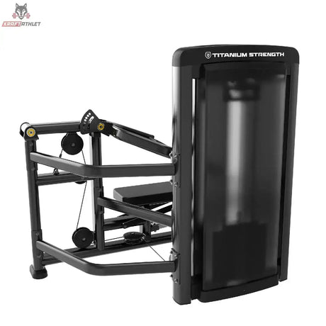 Titanium Strength Genesis Series Multipress 3 Funktionen in Schwarz, Rückansicht mit verkleidetem Gewichtsstapel