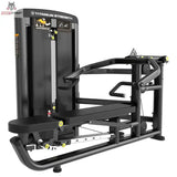 Titanium Strength Genesis Series Multipress 3 Funktionen in Schwarz, Schrägansicht mit Bank und Pressarmen