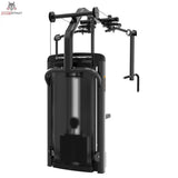 Titanium Strength Genesis Series Pec Fly & Rear Delt in Schwarz, Rückansicht mit Gewichtsstapelverkleidung