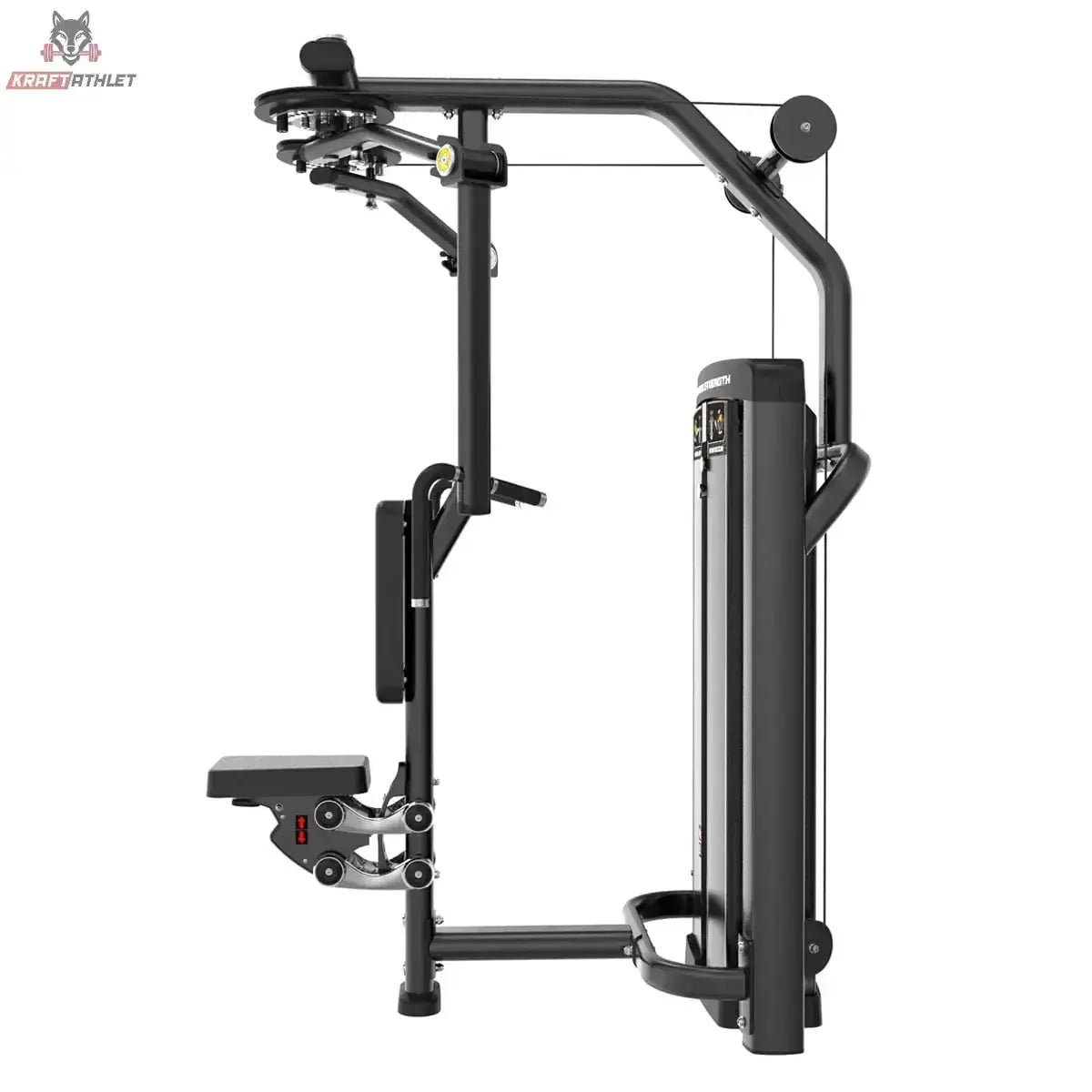 Titanium Strength Genesis Series Pec Fly & Rear Delt in Schwarz, Seitenansicht mit Fußstütze