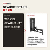 Frage und Antwort zu Titanium Strength Genesis Series Ruderzugmaschine: Wie viel Gewicht hat der Block?