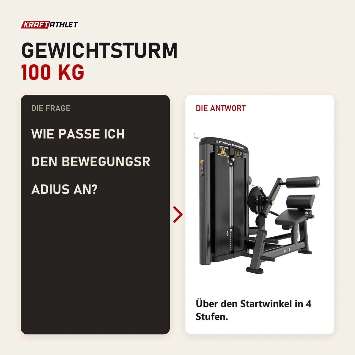 Frage und Antwort zu Titanium Strength Genesis Series Rückenstreckung: Wie passe ich den Bewegungsradius an?
