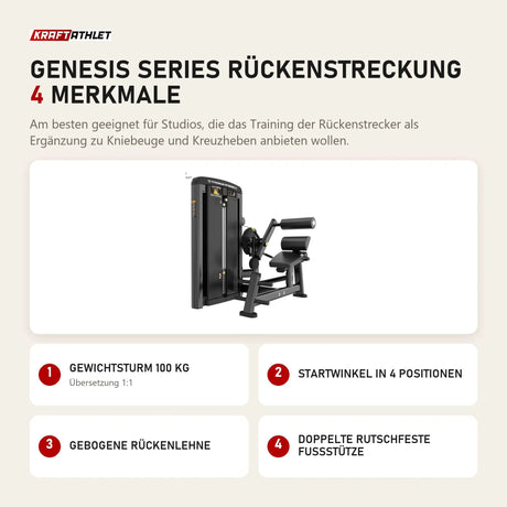 Titanium Strength Genesis Series Rückenstreckung mit 4 Merkmalen: Gewichtsturm 100 kg, Startwinkel in 4 Positionen, Gebogene Rückenlehne, Doppelte rutschfeste Fußstütze