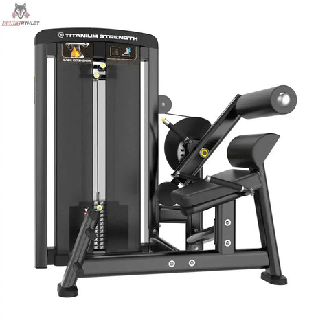 Titanium Strength Genesis Series Rückenstreckung in Seitenansicht mit Hebelarm, Rückenrolle und Fußstütze in Schwarz