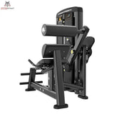 Titanium Strength Genesis Series Rückenstreckung von vorne schräg mit Sitz, Fußplattform und Hebelarm in Schwarz