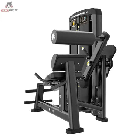 Titanium Strength Genesis Series Rückenstreckung von vorne schräg mit Sitz, Fußplattform und Hebelarm in Schwarz
