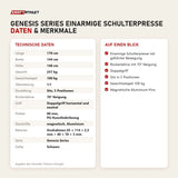 Technische Daten und Merkmale von Titanium Strength Genesis Series Einarmige Schulterpresse als Tabelle