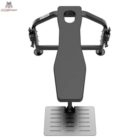 Titanium Strength Genesis Series Seal Row Bench – Draufsicht von vorn auf Liegepolster mit Kinnaussparung und Trittplatte
