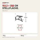 Maßbild Titanium Strength Genesis Series Seal Row Bench: Stellfläche 153,3 × 200 cm, Höhe 94 cm