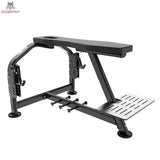 Titanium Strength Genesis Series Seal Row Bench – Seitenansicht mit Liegepolster, Hantelhaltern und Trittplatte