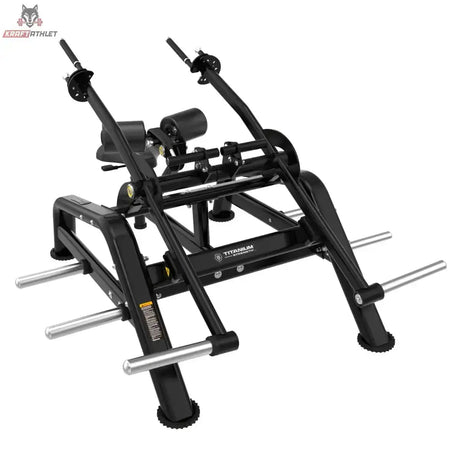 Titanium Strength Genesis Series Seated Dip – Schrägansicht von hinten mit Sitz und Scheibenaufnahmen, schwarz