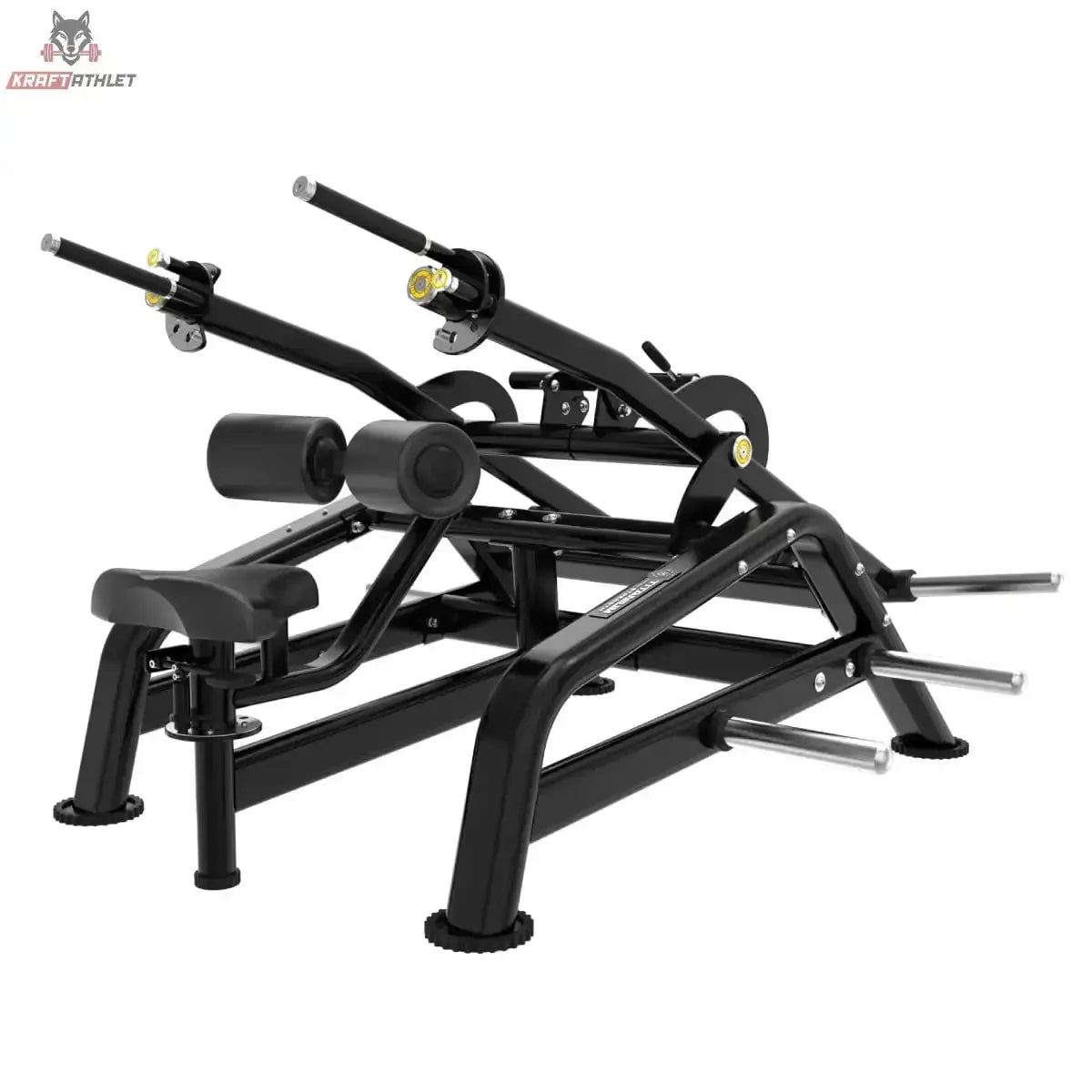 Titanium Strength Genesis Series Seated Dip – Schrägansicht von der Seite mit Beinpolstern und Hebelarmen, schwarz