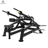 Titanium Strength Genesis Series Seated Dip – Schrägansicht von der Seite mit Beinpolstern und Hebelarmen, schwarz