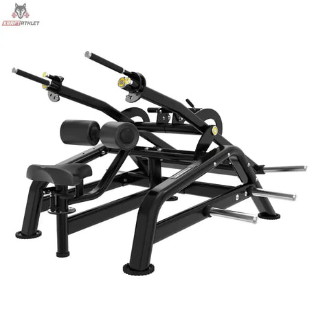 Titanium Strength Genesis Series Seated Dip – Schrägansicht von der Seite mit Beinpolstern und Hebelarmen, schwarz