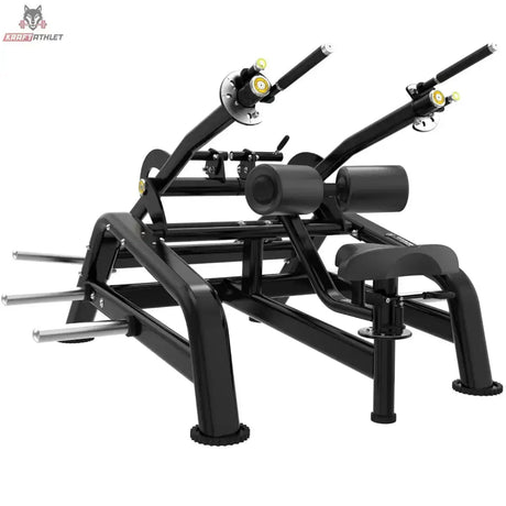 Titanium Strength Genesis Series Seated Dip – Schrägansicht mit Beinpolstern, Sitz und langen Hebelarmen, schwarz