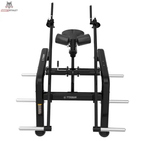 Titanium Strength Genesis Series Seated Dip – Vorderansicht mit Sitz, Hebelarmen und Scheibenaufnahmen, schwarz