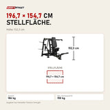 Maßbild Titanium Strength Genesis Series Seated Shoulder Press: Stellfläche 196,7 × 154,7 cm, Höhe 152,3 cm