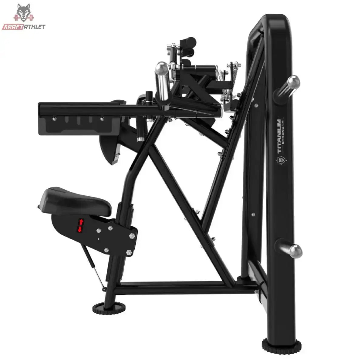 Titanium Strength Genesis Series Seitenheben – Seitenansicht mit Armpolster und verstellbarem Sitz, schwarz
