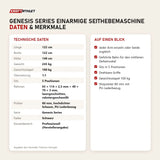Technische Daten und Merkmale von Titanium Strength Genesis Series Einarmige Seithebemaschine als Tabelle