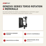 Titanium Strength Genesis Series Torso Rotation mit 4 Merkmalen: Rotation in kniender Position, Sitz mit 11 Startwinkeln, Bruststütze in 8 Höhen, Gewichtsstapel 100 kg