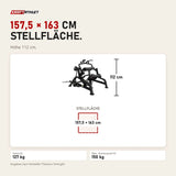 Maßbild Titanium Strength Genesis Series Trizepsstreckung: Stellfläche 157,5 × 163 cm, Höhe 112 cm