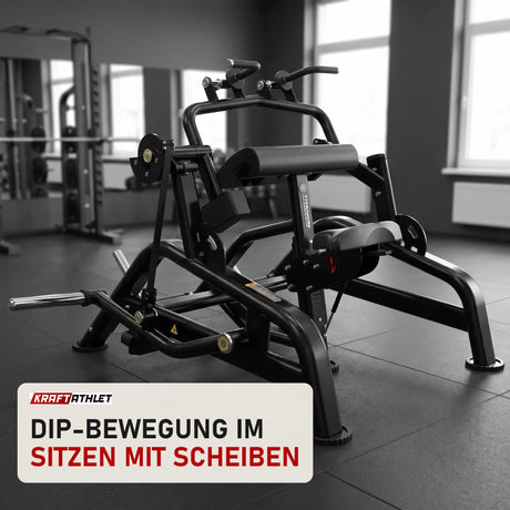 Titanium Strength Genesis Series Trizepsstreckung in einem fertig eingerichteten Studio mit dunklen Wänden und Gummiboden