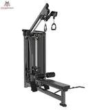 Titanium Strength Genesis Series Unilaterales Lat Pulldown und Rudern in Schwarz, Seitenansicht von hinten mit Seilführung