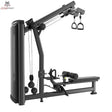 Titanium Strength Genesis Series Unilaterales Lat Pulldown und Rudern in Schwarz, Seitenansicht mit Griffen und Sitzbank
