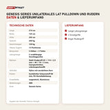 Technische Daten und Lieferumfang von Titanium Strength Genesis Series Unilaterales Lat Pulldown und Rudern als Tabelle
