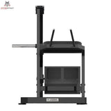 Titanium Strength Gesäßkickmaschine Elite Series in Frontansicht mit Hantelscheibenaufnahme und Bodenrahmen