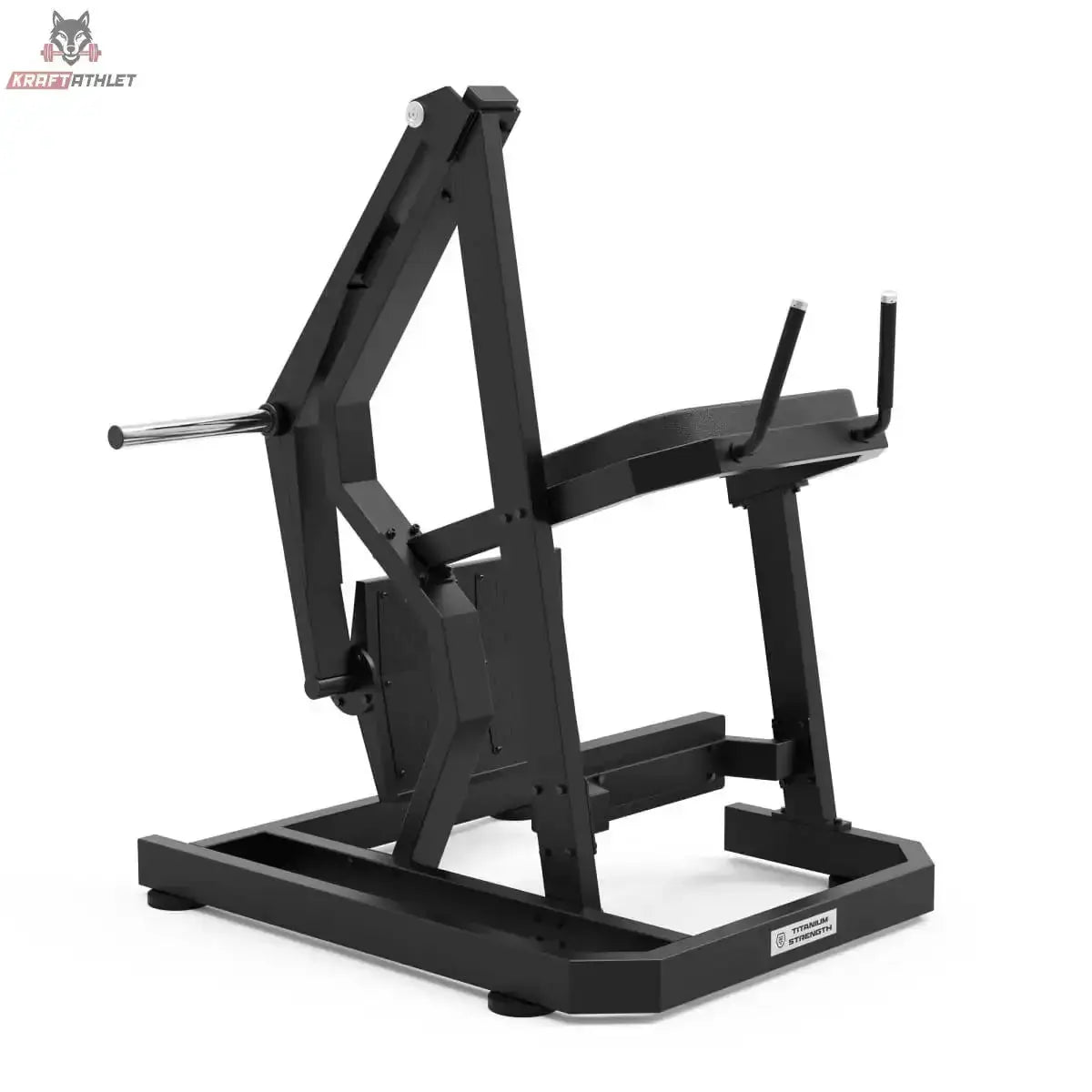 Titanium Strength Gesäßkickmaschine Elite Series in Schrägansicht von der Seite mit Hebelarm
