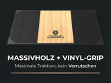 Titanium Strength Gewichtheberplattform TP60 in der Draufsicht mit Holzfläche und Logo als Infografik zur Oberfläche