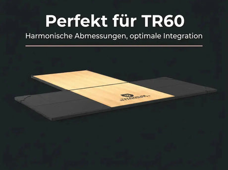 Titanium Strength Gewichtheberplattform TP60 als Infografik zur Kombination mit dem Rack TR60