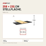 Maßbild Titanium Strength Gewichtheberplattform TP60: Stellfläche 258 × 230 cm, Höhe 4 cm