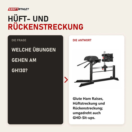 Frage und Antwort zu Titanium Strength Glute Ham Developer GHD GH130: Welche Übungen gehen am GH130?