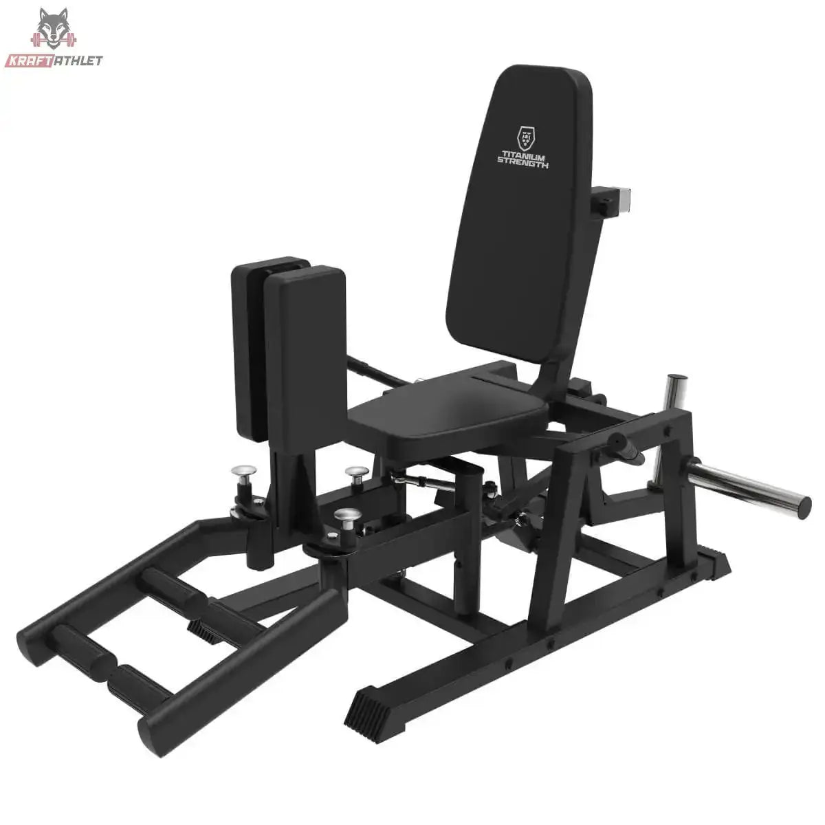 Titanium Strength HA30 Abduktions-Adduktionsmaschine in der Frontansicht mit Sitz, beiden Beinpolstern und Fußrasten