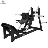 Titanium Strength Hack Squat Elite Series – Schrägansicht ohne Hantelscheiben mit freien Scheibenaufnahmen