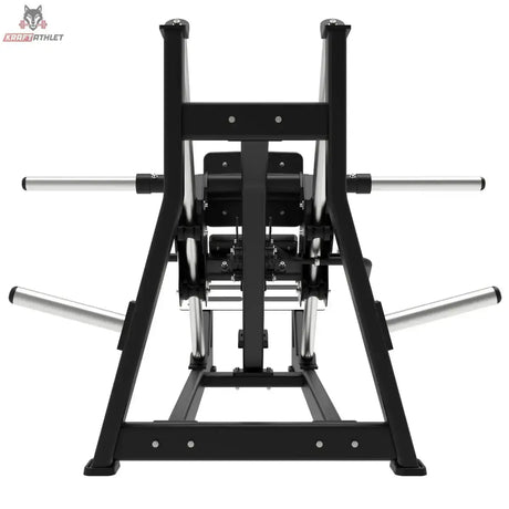 Titanium Strength Hack Squat Elite Series – Frontansicht mit Schulterpolstern und Scheibenaufnahmen