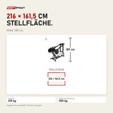 Maßbild Titanium Strength Hack Squat Pendulum Pro Elite Series: Stellfläche 216 × 161,5 cm, Höhe 189 cm