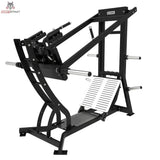Titanium Strength Hack Squat Pendulum Pro Elite Series in Schwarz, Schrägansicht ohne Scheiben mit Schulterpolstern